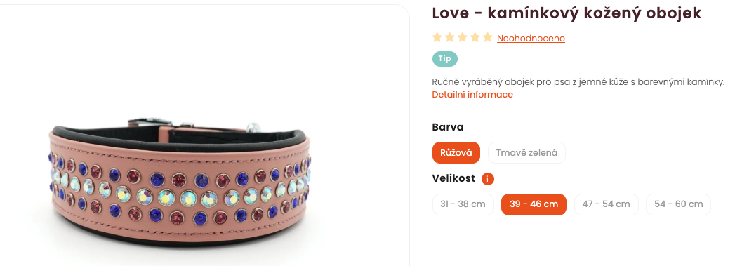 Obojek Love velikost 39 - 46 cm